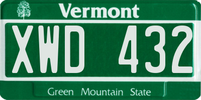 VT license plate XWD432