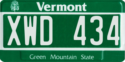 VT license plate XWD434