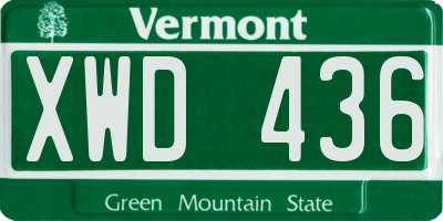 VT license plate XWD436