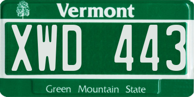 VT license plate XWD443