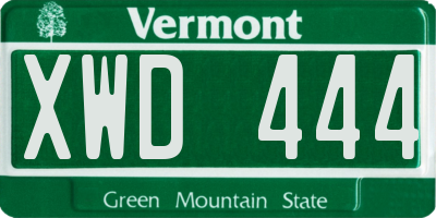 VT license plate XWD444