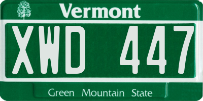 VT license plate XWD447