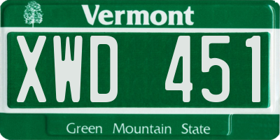 VT license plate XWD451