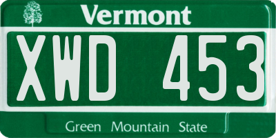 VT license plate XWD453