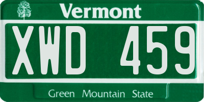 VT license plate XWD459