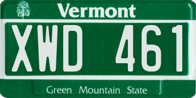 VT license plate XWD461