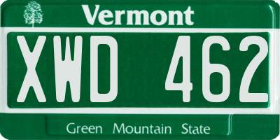 VT license plate XWD462