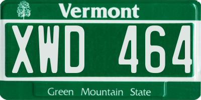 VT license plate XWD464