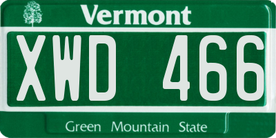 VT license plate XWD466