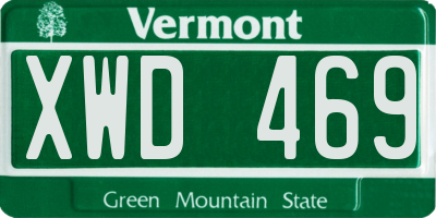 VT license plate XWD469