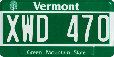 VT license plate XWD470