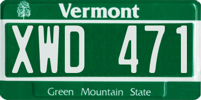 VT license plate XWD471