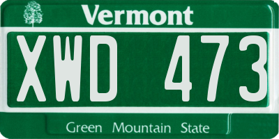 VT license plate XWD473