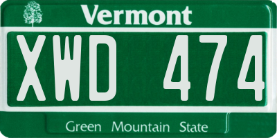 VT license plate XWD474