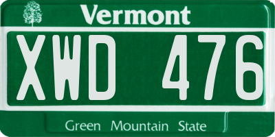 VT license plate XWD476