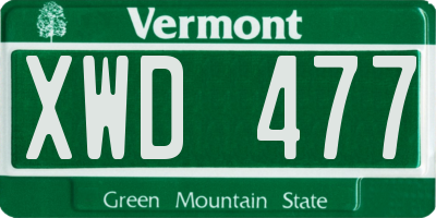 VT license plate XWD477