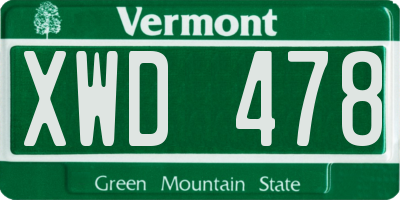 VT license plate XWD478