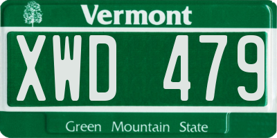 VT license plate XWD479