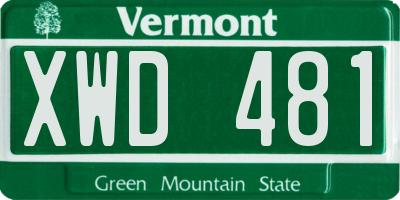 VT license plate XWD481