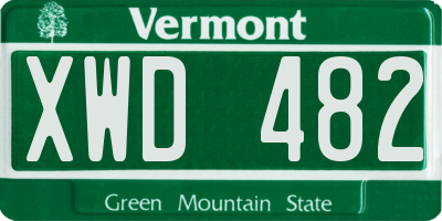 VT license plate XWD482