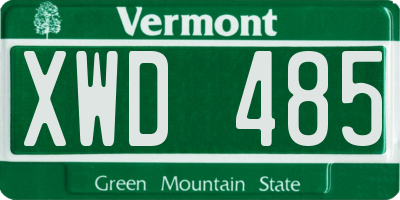 VT license plate XWD485