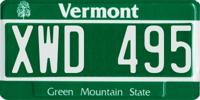 VT license plate XWD495