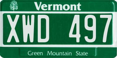 VT license plate XWD497