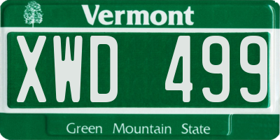 VT license plate XWD499