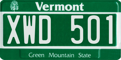 VT license plate XWD501