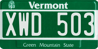 VT license plate XWD503