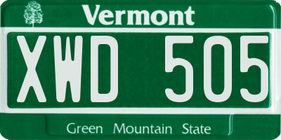 VT license plate XWD505