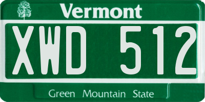 VT license plate XWD512