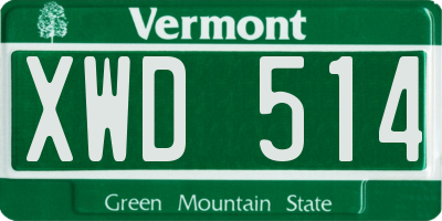 VT license plate XWD514