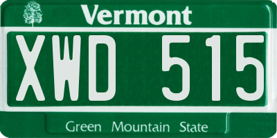 VT license plate XWD515