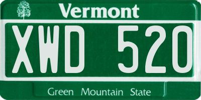 VT license plate XWD520