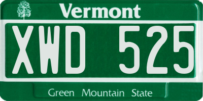 VT license plate XWD525