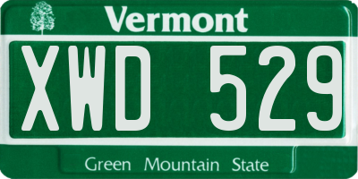 VT license plate XWD529