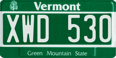 VT license plate XWD530