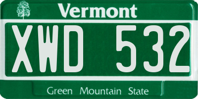 VT license plate XWD532