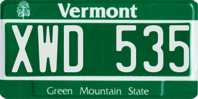 VT license plate XWD535