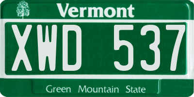 VT license plate XWD537