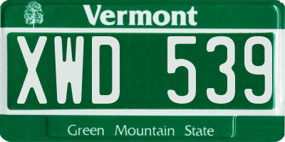 VT license plate XWD539