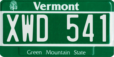 VT license plate XWD541