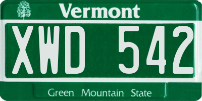 VT license plate XWD542