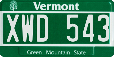 VT license plate XWD543