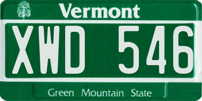 VT license plate XWD546
