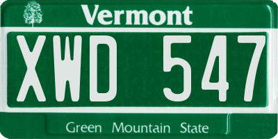 VT license plate XWD547
