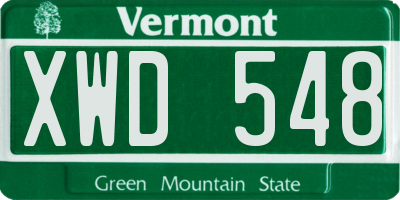 VT license plate XWD548