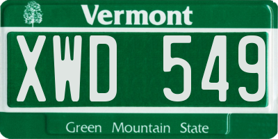 VT license plate XWD549
