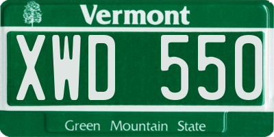 VT license plate XWD550